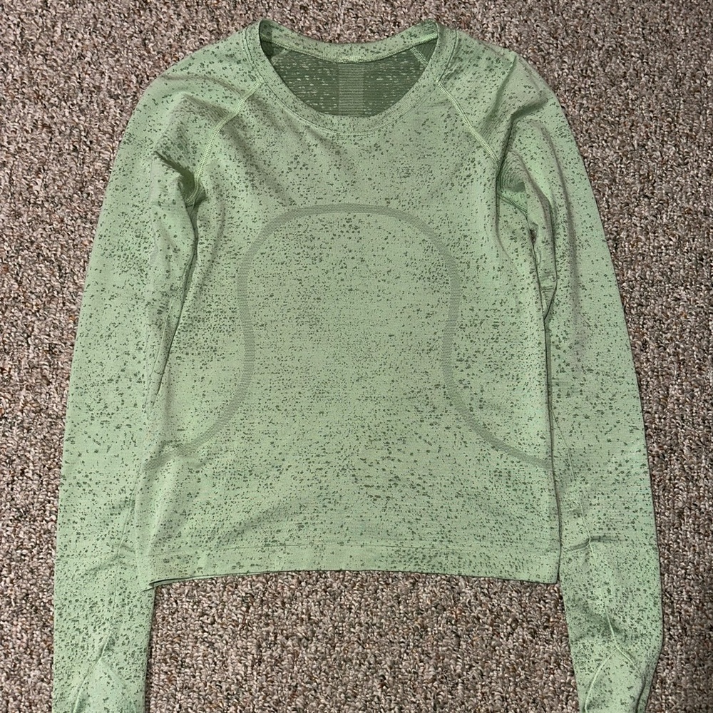 green lululemon swiftly tech waist length long sleeve